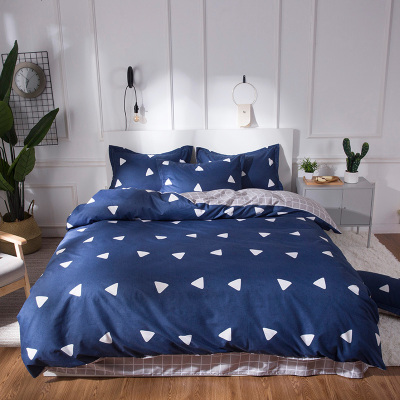 床上用品全棉磨毛四件套床单被套纯棉1.8m双人床单宿舍三件套特价