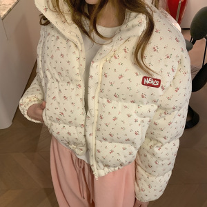 2025年新款棉服女冬季甜美碎花短款棉衣韩版宽松加厚保暖百搭外套