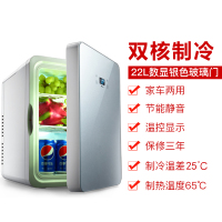 先科(SAST)22L迷你小冰箱/冰柜双制冷车载微小型宿舍二人世界车家两用单门式 双核数显银色玻璃门