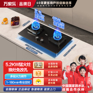 万家乐燃气灶 JZT-C6R1 5.2kw大火力嵌入式台式两用 180min智能定时灶具全进风天然气灶