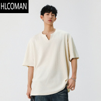 HLCOMAN韩系高级感短袖t恤男士新款小清新潮牌宽松休闲五分体恤