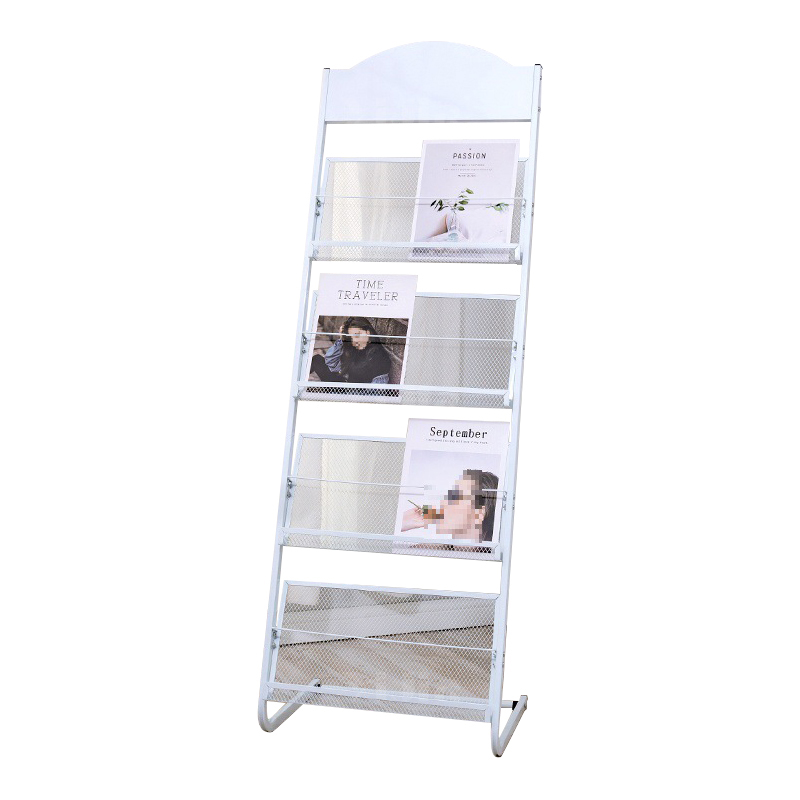 翌嘉YJ4122820 杂志架展示架报置物架收纳落地报纸报刊架 四层白色 480*380*1420
