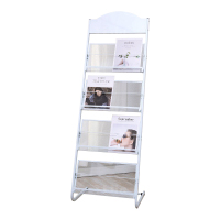 翌嘉YJ4122820 杂志架展示架报置物架收纳落地报纸报刊架 四层白色 480*380*1420