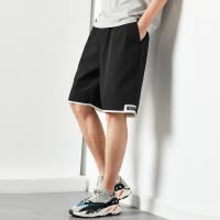 [2.5折价60元]唐狮春夏新款休闲短裤男潮牌男士短裤黑色显瘦五分裤宽松中裤