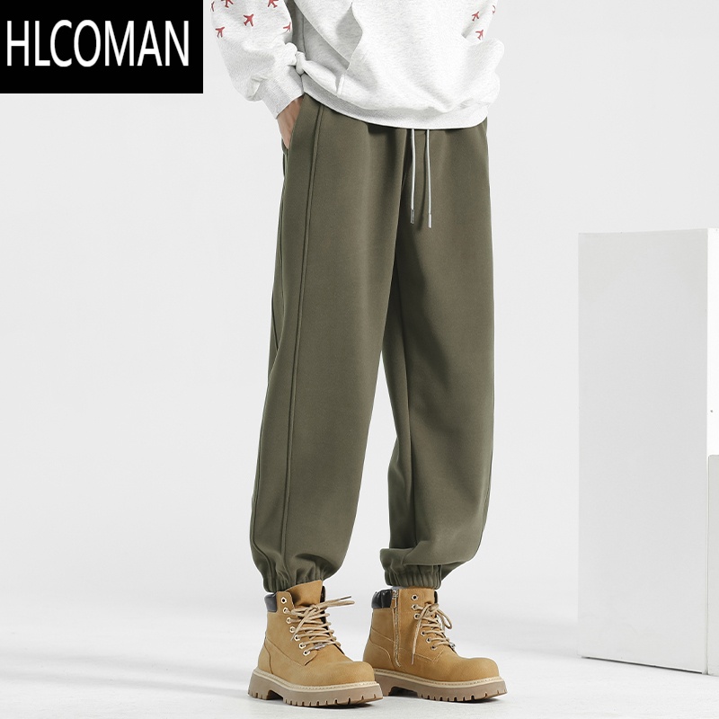 HLCOMAN加绒加厚防风裤男款冬季男裤休闲长裤运动裤p暖束脚卫裤男士裤子