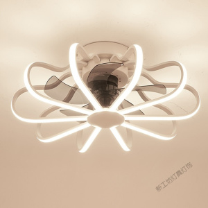 苏宁放心购 北欧超薄吸顶风扇灯卧室餐厅书房阳台风扇吊灯LED中性光暖白光单色遥控静音吊扇灯家用电扇灯 [哑白吸顶式]LE 默认颜色