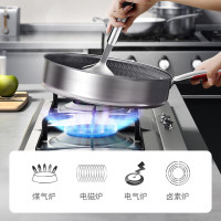 康巴赫(KBH)第三代煎锅316L不锈钢平底锅蜂窝不粘锅煎盘煎蛋电磁炉燃气通用26cm