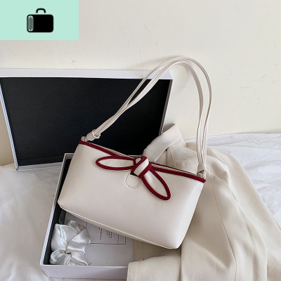 白色蝴蝶结小包包女包2020夏新款潮时尚百搭单肩包手提法棍腋下包NEW LAKE女士单肩包