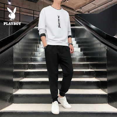 花花公子春秋装男士卫衣两件套学生外套潮流休闲超火cec套装