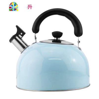 304不锈钢烧水壶燃气煤气电磁炉热水壶自动鸣笛大容量开水壶 FENGHOU 马蹄柄-绿色4升