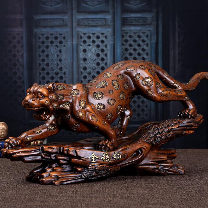美帮汇金钱豹摆件新中式客厅装饰品办公室桌面摆件送领导送客户商务