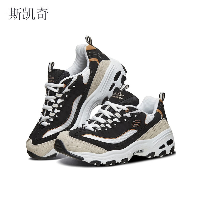 斯凯奇女款休闲熊猫鞋66666228/BKGD-7.5双