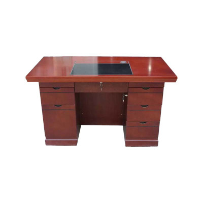 乙壬老板桌大班台总裁桌椅组合贴实木皮办公桌简约单人主管经理桌1.4米贴木皮办公桌