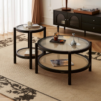 全友家居法式复古组合茶几小户型高矮圆形边几客厅家具休闲置物桌