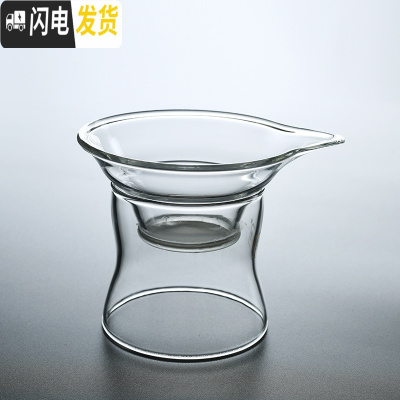 三维工匠带把加厚大号玻璃茶杯直把功夫茶具套装家用品茗杯过滤公道杯耐热 平把玻璃茶漏(透明)