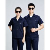 路安保夏季短袖工作服DM6082耐磨劳保工作服套