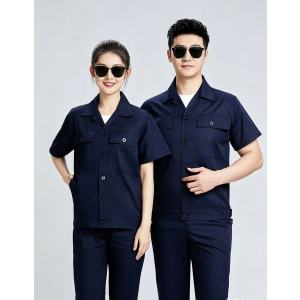 路安保夏季短袖工作服DM6082耐磨劳保工作服套