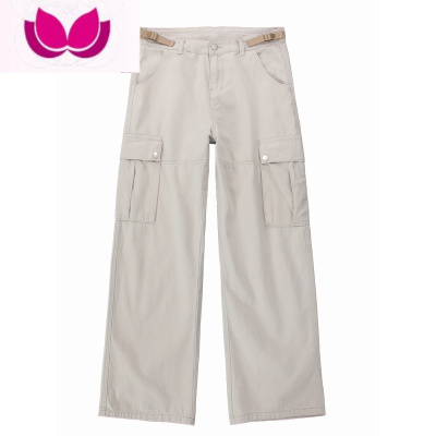 七斓欧美街头潮牌高街宽松直筒大口袋工装裤男女高腰显瘦hiphop裤子潮