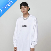 喻娄S45(原)秋季新款基础印花长袖打底衫宽松休闲情侣t恤男女T恤