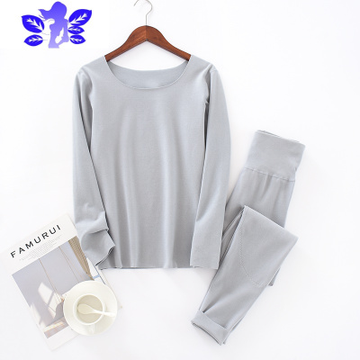 Ideamini德绒圆领女士无痕保暖内衣贴身双面绒打底高腰护膝秋衣秋裤套装