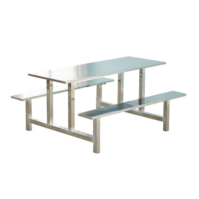 戴劲 不锈钢食堂餐桌员工连体快餐桌椅组合饭堂长方形餐桌椅 六人连体