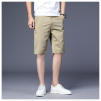 男士休闲短裤男五分裤男凉感夏季宽松薄款运动裤子男马裤卡其色棉