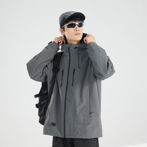 渔人船长春秋时尚户外薄款冲锋衣男女单层风衣连帽防风短款外套
