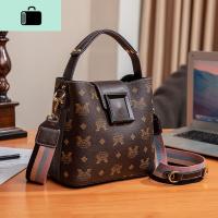 高级质感皮女包2020新款包包时尚百搭水桶包单肩斜挎手提包女潮NEW LAKE 咖啡色皮女斜挎包