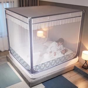 美帮汇夏季蚊帐1.8m床家用免安装 1.5m床蒙古包防摔儿童全封闭拉链式2米