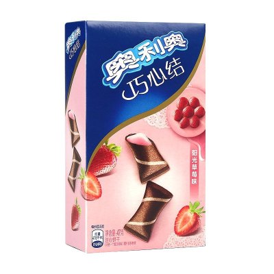 奥利奥夹心饼干巧心结草莓味47g/盒便携装休闲小零食办公室食品奥利奥巧心结草莓味47g
