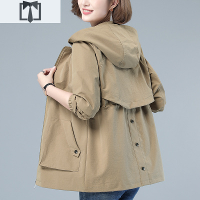 SUNTEK女士短外套女春秋2021年新款妈妈装大码休闲夹克胖mm小个子风衣服风衣