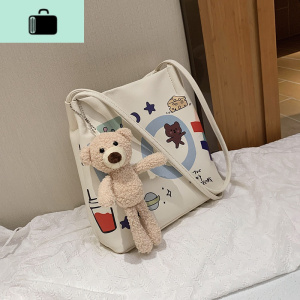 女士小包包2020流行新款潮夏季ins百搭手提单肩包网红涂鸦水桶包NEW LAKE女士单肩包