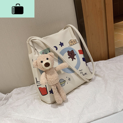 女士小包包2020流行新款潮夏季ins百搭手提单肩包网红涂鸦水桶包NEW LAKE女士单肩包