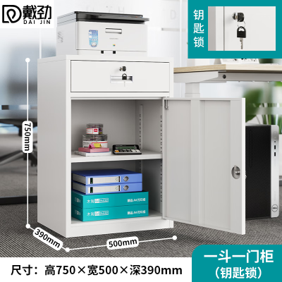 戴劲钢制文件柜储物柜矮柜档案收纳办公资料柜75高50宽一抽一门钥匙款