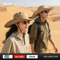 jeep吉普渔夫帽男士夏季大帽簷抗UV登山遮阳帽子钓鱼防晒帽女