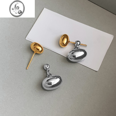 JiMi欧美小巧精致金银撞色豆子耳钉女轻奢小众高级感独特耳环复古耳饰