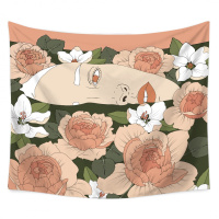 美帮汇欧美鲜花墙面装饰背景布布艺墙挂布挂毯床头卧室房屋遮挡 图一 绒布150高*230宽厘米(横款)