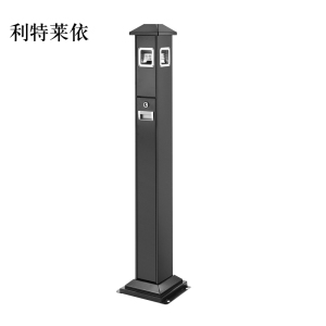 利特莱依不锈钢垃圾桶烟蒂柱灭烟桶带烟灰缸室外电梯口立式黑色屋顶黑色四边固定