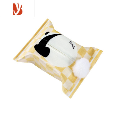 三维工匠予物集[熊猫花花]卡通纸巾套客厅车用纸巾收纳盒ins餐桌纸巾袋 A纸巾套