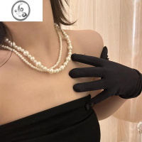 JiMi复古宫廷高级感气质多层水晶珍珠叠戴锁骨项链百搭显脸小耳钉耳饰