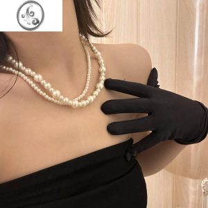 JiMi复古宫廷高级感气质多层水晶珍珠叠戴锁骨项链百搭显脸小耳钉耳饰