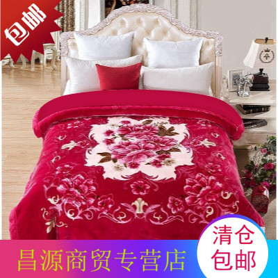 8斤冬季2m拉舍尔毛毯加厚双层盖毯双人珊瑚绒婚庆结婚送礼u花开盛世-玫红200cmx230cm8.6斤