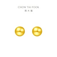 周大福珠宝首饰金珠足金黄金耳钉计价(工费:220元) EOF683精品七夕礼物