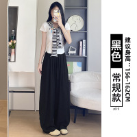 日系棉麻阔腿裤女夏薄款新款小个子高腰宽松垂感休闲亚麻裤子