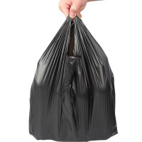 安赛瑞 一次性黑色塑料垃圾袋 手提背心式 60*70 双面4丝 100只/包