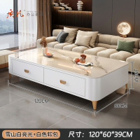 苏宁 质凡 轻奢茶几雪山白+白柜金腿120*60*40CM不含安装