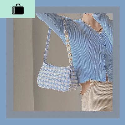 自制bm风格纹亚克力腋下包2020新款法式链条法棍包手提单肩包女潮NEW LAKE女士单肩包