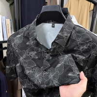 2025男士夏季商务短袖衬衫翻领休闲时尚百搭半袖免烫垂感衬衣短袖