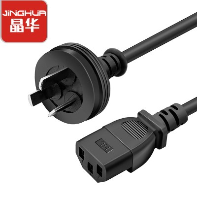 晶华国标3C三插品字尾电源线台式电脑电饭锅显示器等家用电器用加粗纯铜AC线插头线供电线(灰色、黑色多米数可选）灰色1.8米