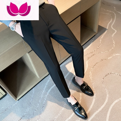七斓夏季薄款男士九分西裤高级感修身小脚英伦休闲西装裤商务免烫裤子